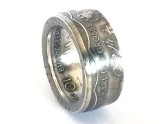 Münzring BRD 10 Mark 2000 Karl der Große Silber 925er Größe 56 bis 72