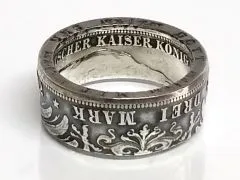 Münzring Kaiserreich 3 Mark Wilhelm II Preußen Silber 900er Größe 60 bis 74