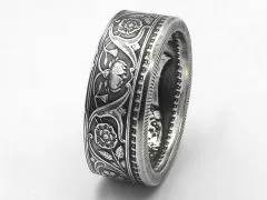 Münzring Indien 1 Rupee Silber 917er Größe 54 bis 68