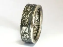 Münzring Japan 50 Sen Silber 800er Größe 48 bis 68