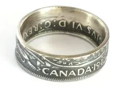 Münzring Kanada 50 Cents 1936-1952 Silber 800er Größe 58 bis 72