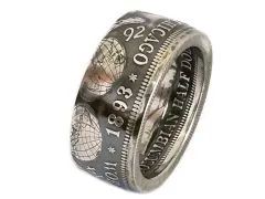 Münzring USA 1/2 Dollar 1893 Columbian Exposition Silber 900er Größe 58 bis 72