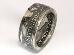 Münzring USA 1/2 Dollar 1893 Columbian Exposition Silber 900er Größe 58 bis 72