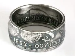 Münzring USA 1/2 Dollar 1893 Columbian Exposition Silber 900er Größe 58 bis 72