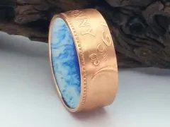 Münzring Australien 1 Penny 1958 mit Acrylkern Größe 63