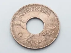 Münzring Australien 1 Penny 1958 mit Acrylkern Größe 63
