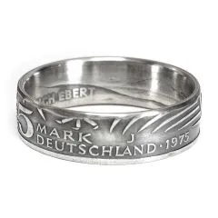 Münzring BRD 5 Mark 1975 Friedrich Ebert aus 625er Silber Größen 54 bis 72