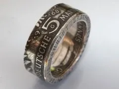 Münzring BRD 5 Mark 1968 Gutenberg Karlsruhe Silber 625er Größe 54 bis 68