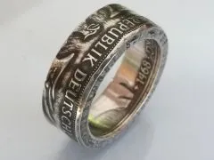 Münzring BRD 5 Mark 1968 Gutenberg Karlsruhe Silber 625er Größe 54 bis 68