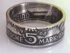 Münzring BRD 5 Mark 1968 Gutenberg Karlsruhe Silber 625er Größe 54 bis 68