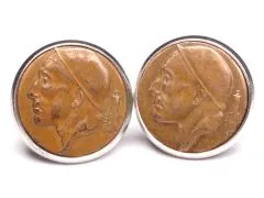 Ohrstecker 50 Centime Belgien Bergmann aus Edelstahl Ø 17,7mm