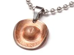 Anhänger Cowboyhut Münze 1 Pfennig BRD Deutschland Glückspfennig • Inklusive Kugelkette