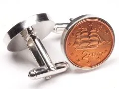Manschettenknöpfe 2 Cent Griechenland Schiffstyp Korvette Ø 20mm