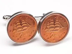 Manschettenknöpfe 2 Cent Griechenland Schiffstyp Korvette Ø 20mm