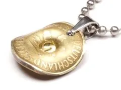 Anhänger Cowboyhut Münze 5 Pfennig BRD Deutschland Glückspfennig • Inklusive Kugelkette