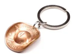 Schlüsselanhänger Cowboyhut Münze one Penny Australien Känguru