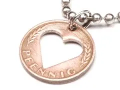 Anhänger mit Herz Glückspfennig Deutschland - Datum wählbar • Inklusive Kugelkette