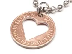 Anhänger mit Herz Glückspfennig Deutschland - Datum wählbar • Inklusive Kugelkette