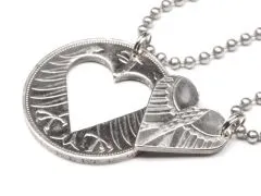 Partneranhänger mit Herz 5 DM Silberadler Deutschland Silber 625er • Ausführung Vintage