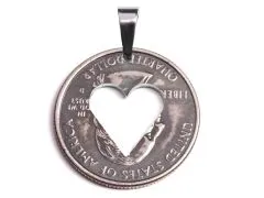 Anhänger mit Herz USA State Quarter 2001-2008 versilbert • Ausführung Vintage