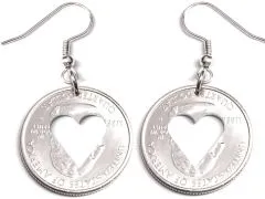 Ohrhänger mit Herz USA State Quarter 2001-2008 versilbert - Silber