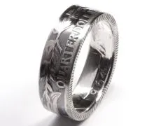 Münzring USA 1/4 Dollar Quarter Silber 900er Größe 46 bis 66