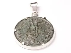 Anhänger römische Kaiserzeit, Follis, Galerius Maximianus Caesar • Silberfassung 925
