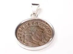 Anhänger römische Kaiserzeit, Follis, Maxentius • Silberfassung 925