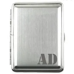 Zigarettenetui mit Gravur für 16 Zigaretten MONOGRAMM 01 • Silber gebürstet • Lasergravur