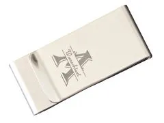 Geldscheinklammer Edelstahl 3 Einschübe und Monogramm Lasergravur