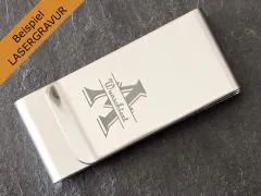 Geldscheinklammer Edelstahl 3 Einschübe mit Lasergravur