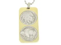 Anhänger Messing 2 x 5 cents Münze USA Buffalo Nickel