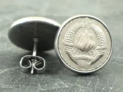 Ohrstecker 10 Dinara Jugoslawien Staatswappen aus Edelstahl Ø 15,5mm