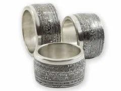 Münzring Azteken Kalender 1 OZ Kupfer versilbert Größe 58 bis 72