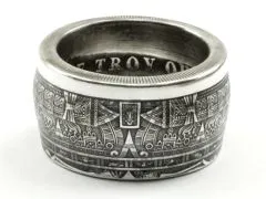 Münzring Azteken Kalender 1 OZ Feinsilber 999er Größe 62 bis 76