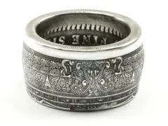 Münzring Azteken Kalender 1 OZ Feinsilber 999er Größe 62 bis 76