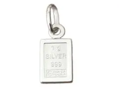Silberbarren Anhänger 1 Gramm Feinsilber, Fassung 925er Silber