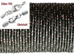 Paracordschnur Ø 2,0 mm Oliv-Weiß-Rot • Edelstahl oder Silber Verschluss