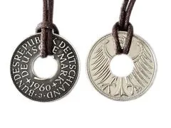 Anhänger Donut 5 DM aus Silber 625 mit Datum • Inklusive Baumwollband