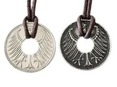 Anhänger Donut 5 DM aus Silber 625 mit Datum • Inklusive Baumwollband