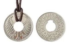 Anhänger Donut 5 DM aus Silber 625 mit Datum • Inklusive Baumwollband