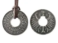Anhänger Donut 5 DM aus Silber 625 mit Datum • Inklusive Baumwollband