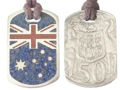 Anhänger Dog Tag 50 Cents Australien - Flagge • Inklusive Baumwollband