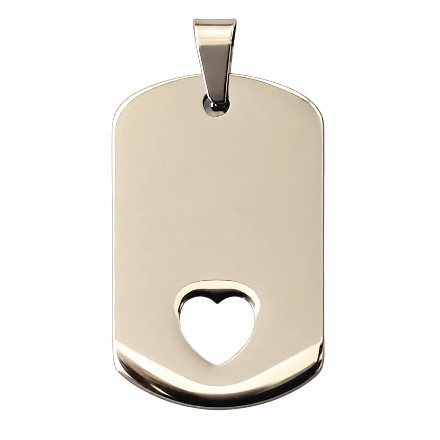 Anhänger Dog Tag Edelstahl Farbton Silber mit Herz, inklusive Gravur
