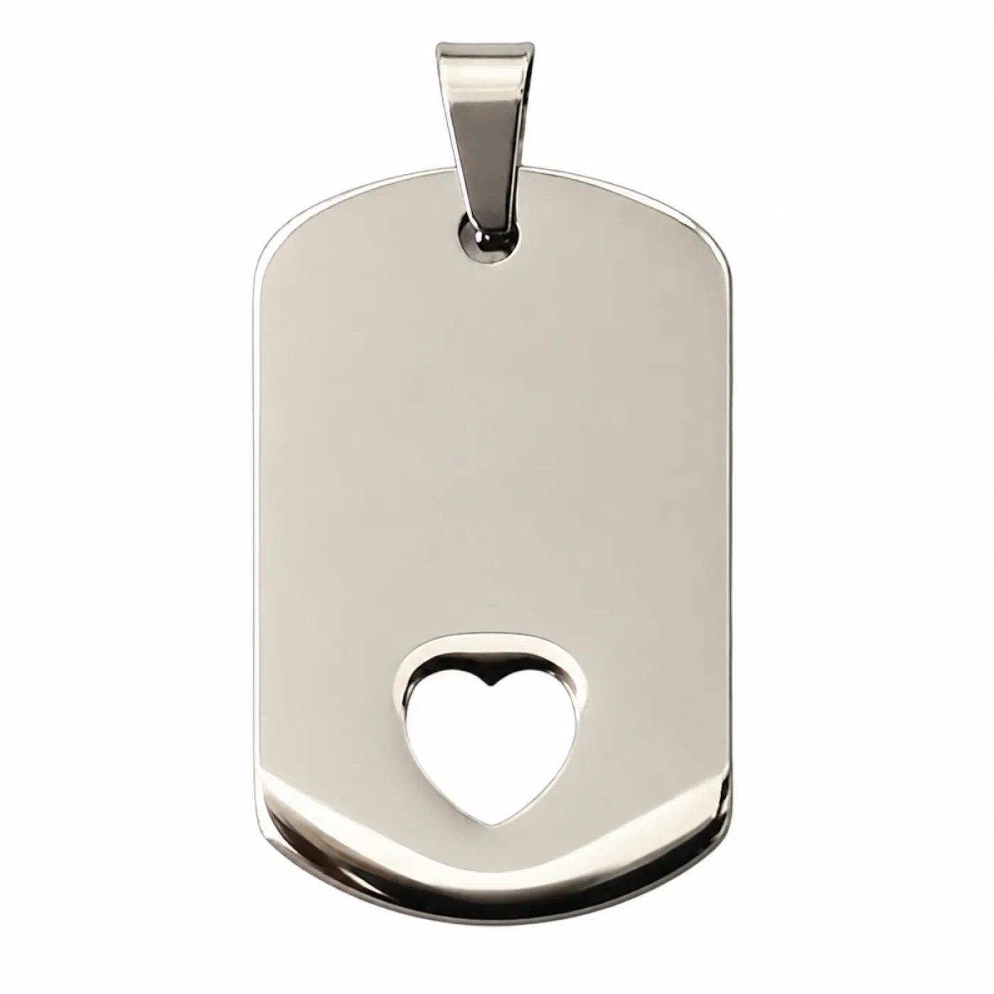 Anhänger Dog Tag Edelstahl Farbton Silber mit Herz » Personalisierbar