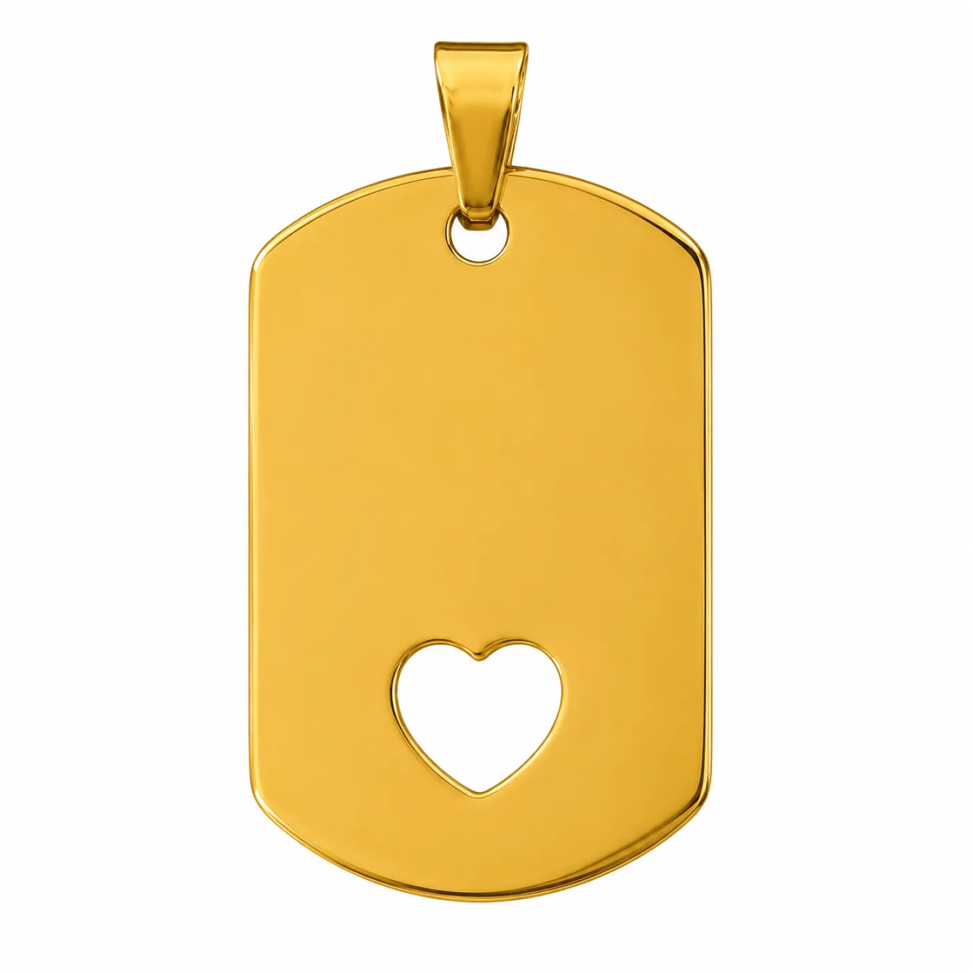 Anhänger Dog Tag Edelstahl Farbton Gold mit Herz, inklusive Gravur
