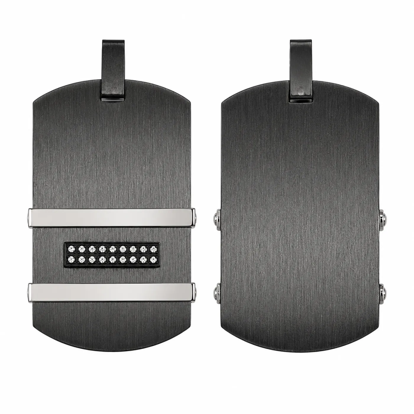 Anhänger Dog Tag Edelstahl Farbton Schwarz - Silber, inklusive Gravur