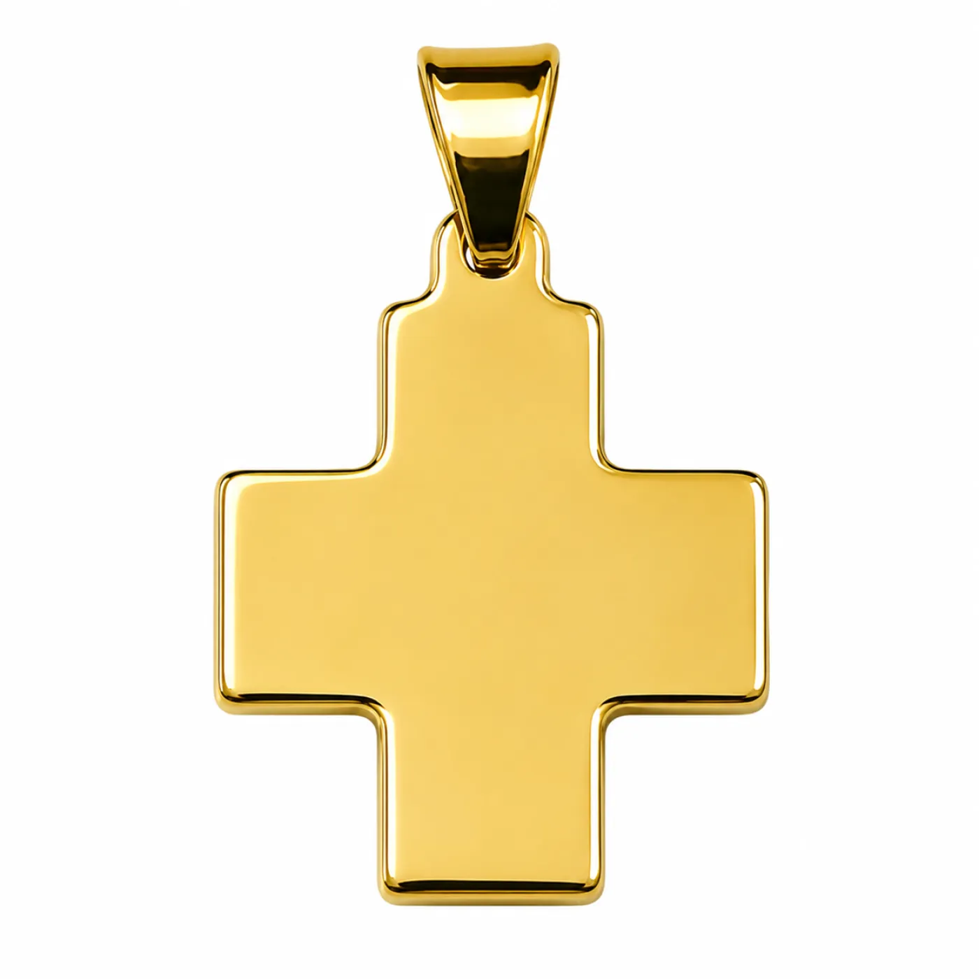 Kreuzanhänger aus Edelstahl Farbton Gold, inklusive Gravur