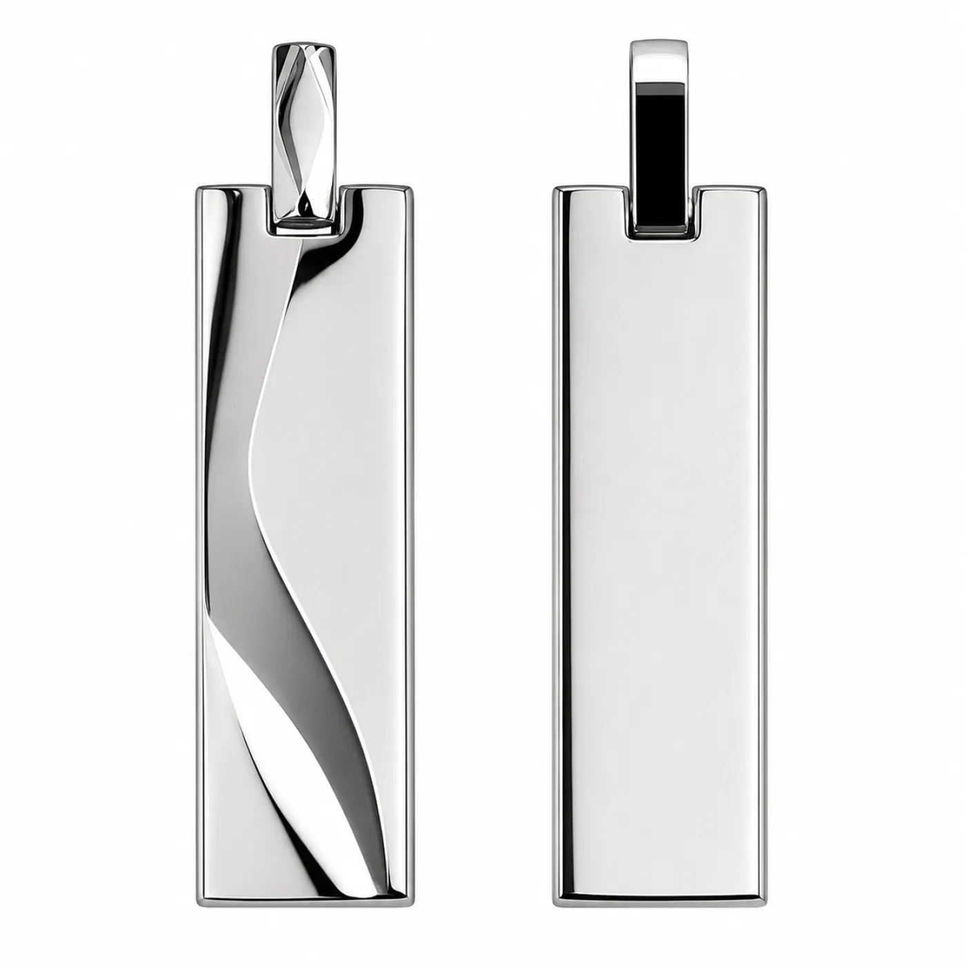 Anhänger Quader aus Edelstahl Farbton Silber, inklusive Gravur