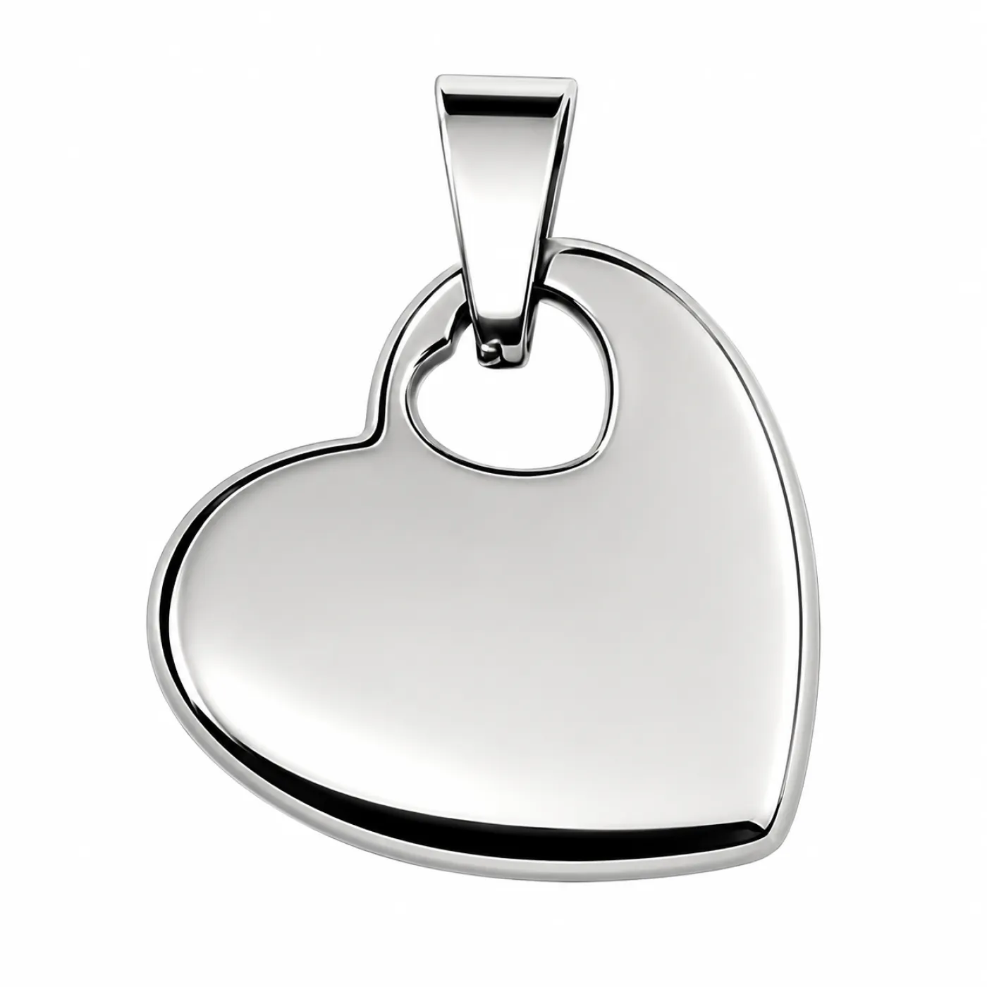 Anhänger Herz mit Herz klein aus Edelstahl Farbton Silber, inklusive Gravur